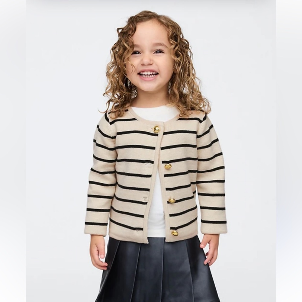 GAP Kids Cream and Black Striped Cardigan